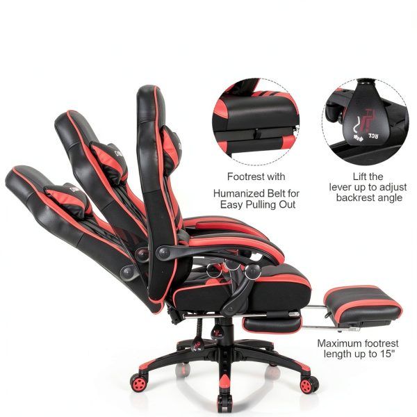 Gymax Gaming Chair Ergonomic High Back Adjustable Footrest-6