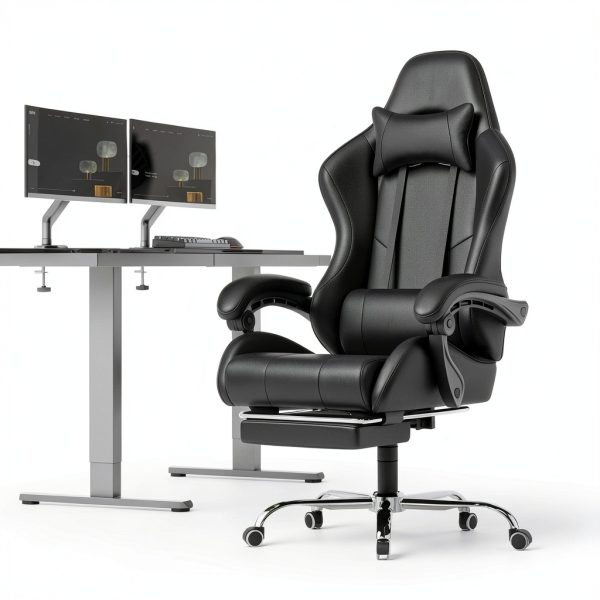 GTPlayer Gaming Chair Faux Leather Adjustable with Footrest-7