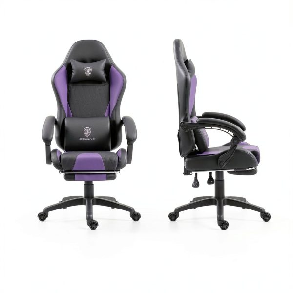 Dowinx Gaming Chair Ergonomic Support Adjustable Blue Purple-5