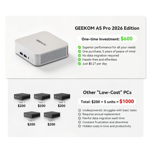 GEEKOM A5 Pro Mini PC AMD Ryzen 5 7530U 16GB RAM 1TB SSD-9