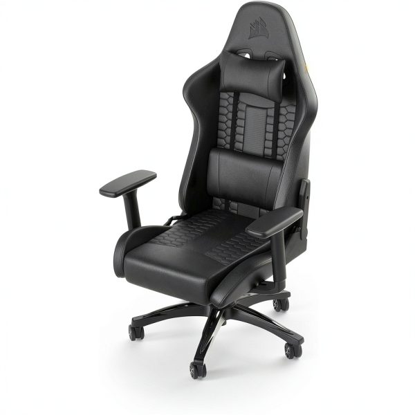 CORSAIR TC100 Gaming Chair Black Leatherette Ergonomic-2