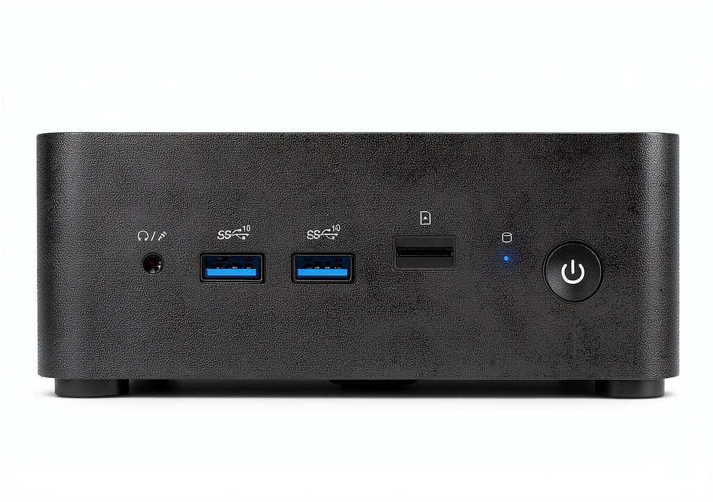 MSI Cubi NUC Mini PC on a desk with connected peripherals