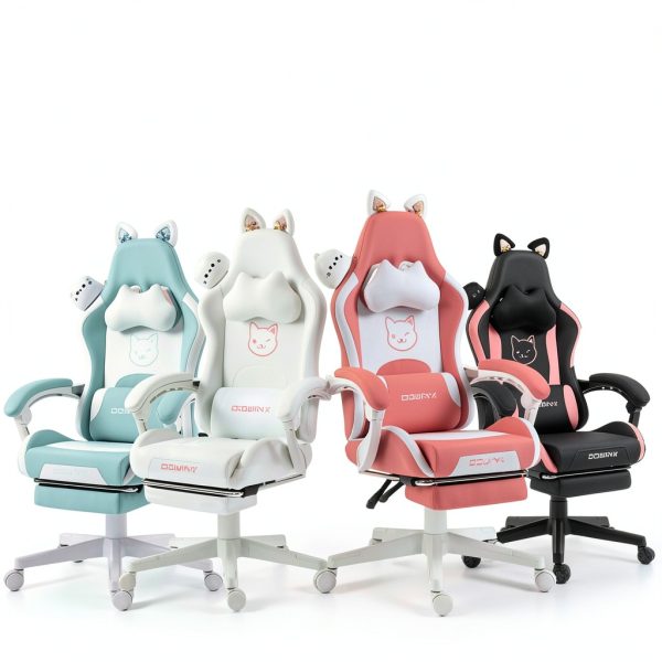 Dowinx Cat Ear Gaming Chair Ergonomic Adjustable for Women-7