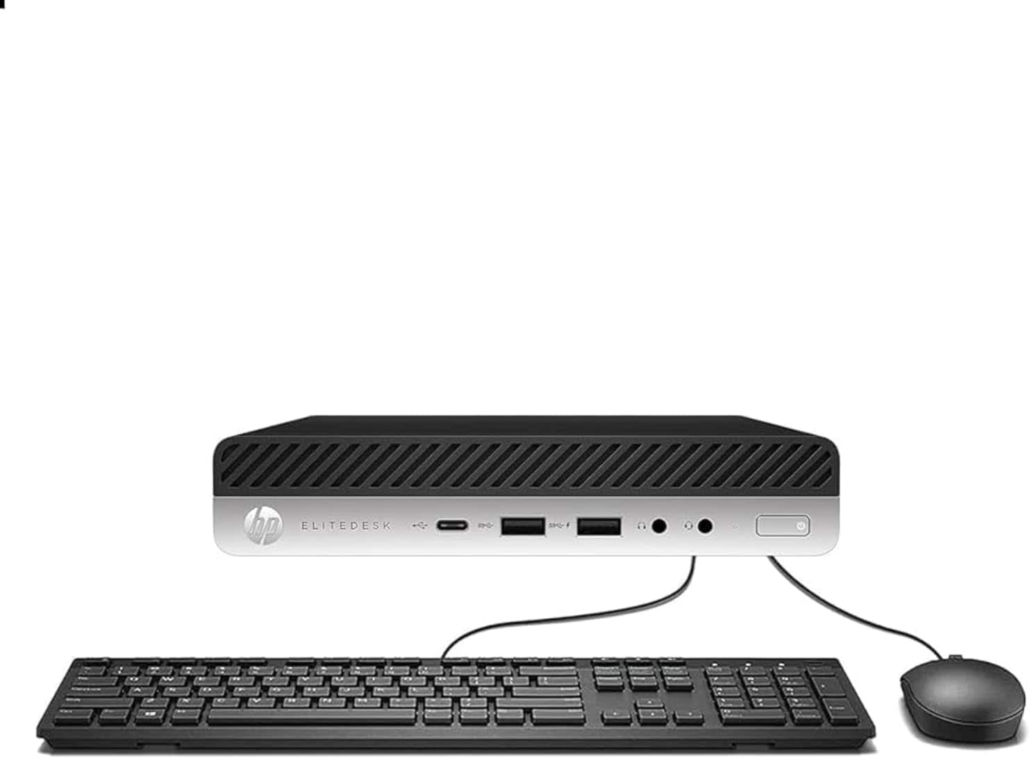 HP EliteDesk 705 G4 Mini desktop on a modern office desk