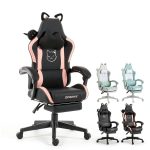 Dowinx Cat Ear Gaming Chair Ergonomic Adjustable for Women-0