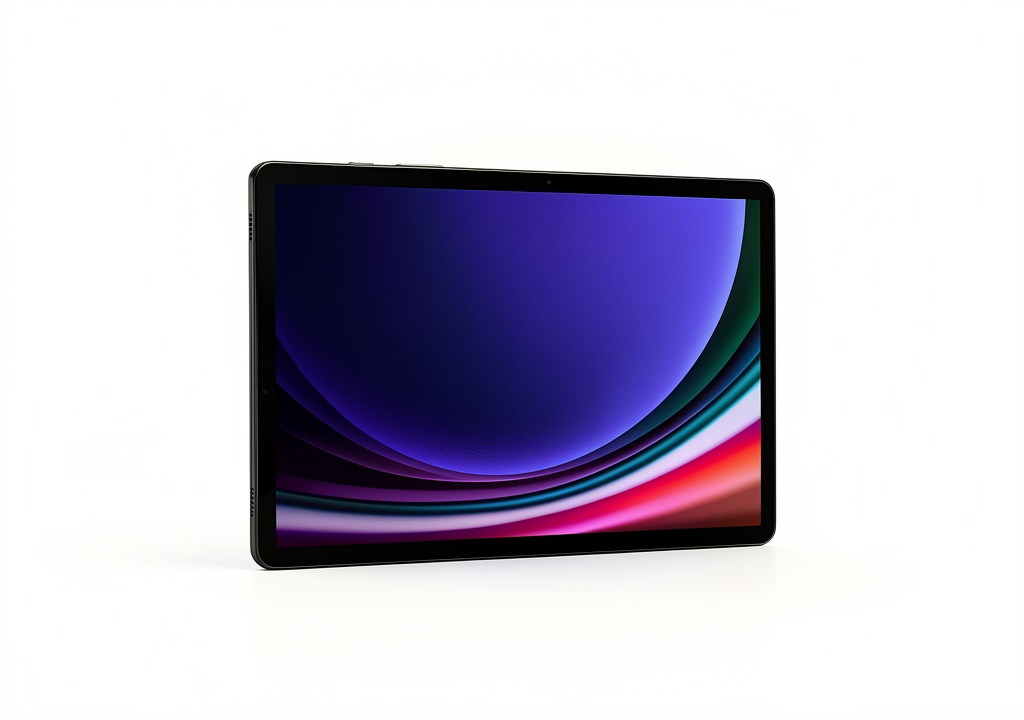 Samsung Galaxy Tab S9 running multiple apps in split-screen mode on a desk