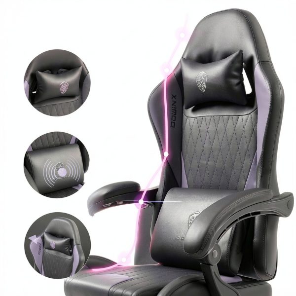 Dowinx Gaming Chair Ergonomic Support Adjustable Blue Purple-4
