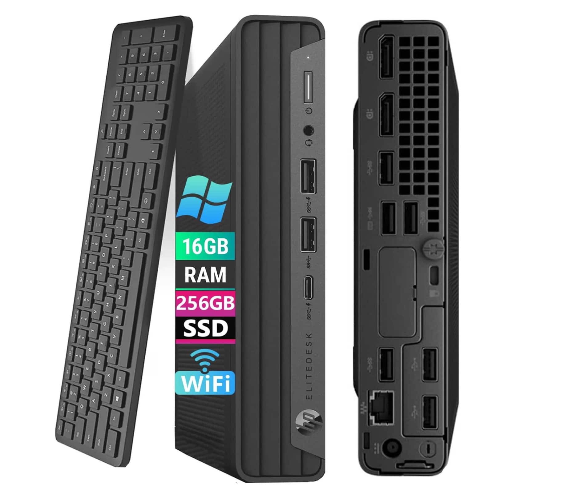 HP EliteDesk 800 G6 Mini Desktop on a modern office desk