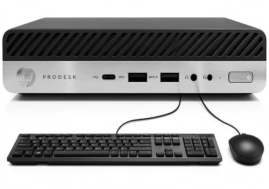 HP EliteDesk 800 G3 Mini Desktop on a modern office desk
