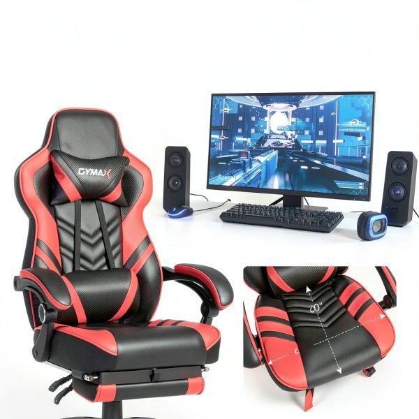 Gymax Gaming Chair Ergonomic High Back Adjustable Footrest-4