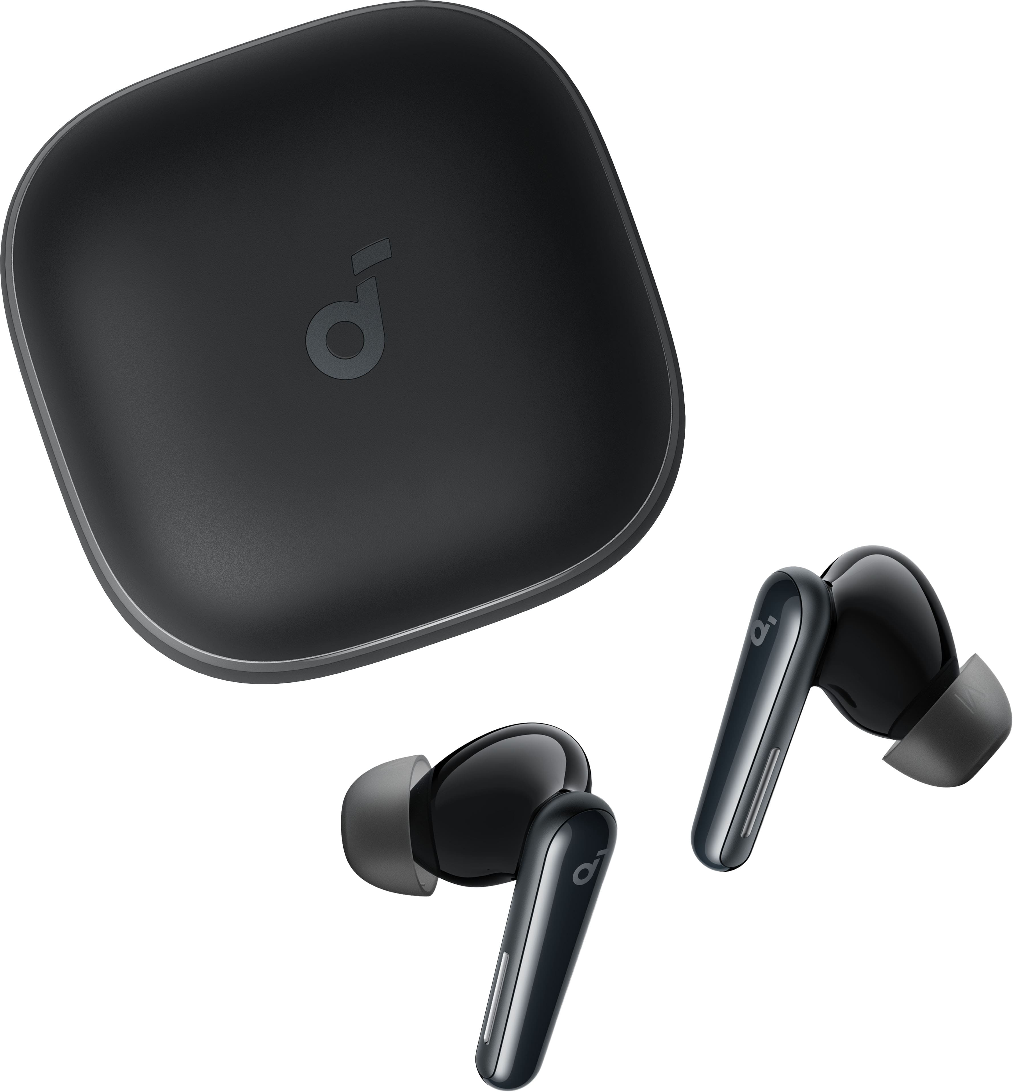 Soundcore Liberty 5 Advanced Noise Cancelling Wireless earbuds being used during a commute with city background