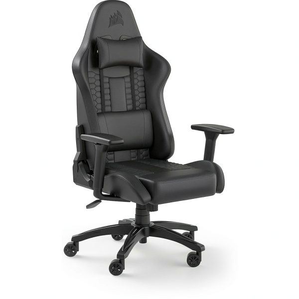CORSAIR TC100 Gaming Chair Black Leatherette Ergonomic-0