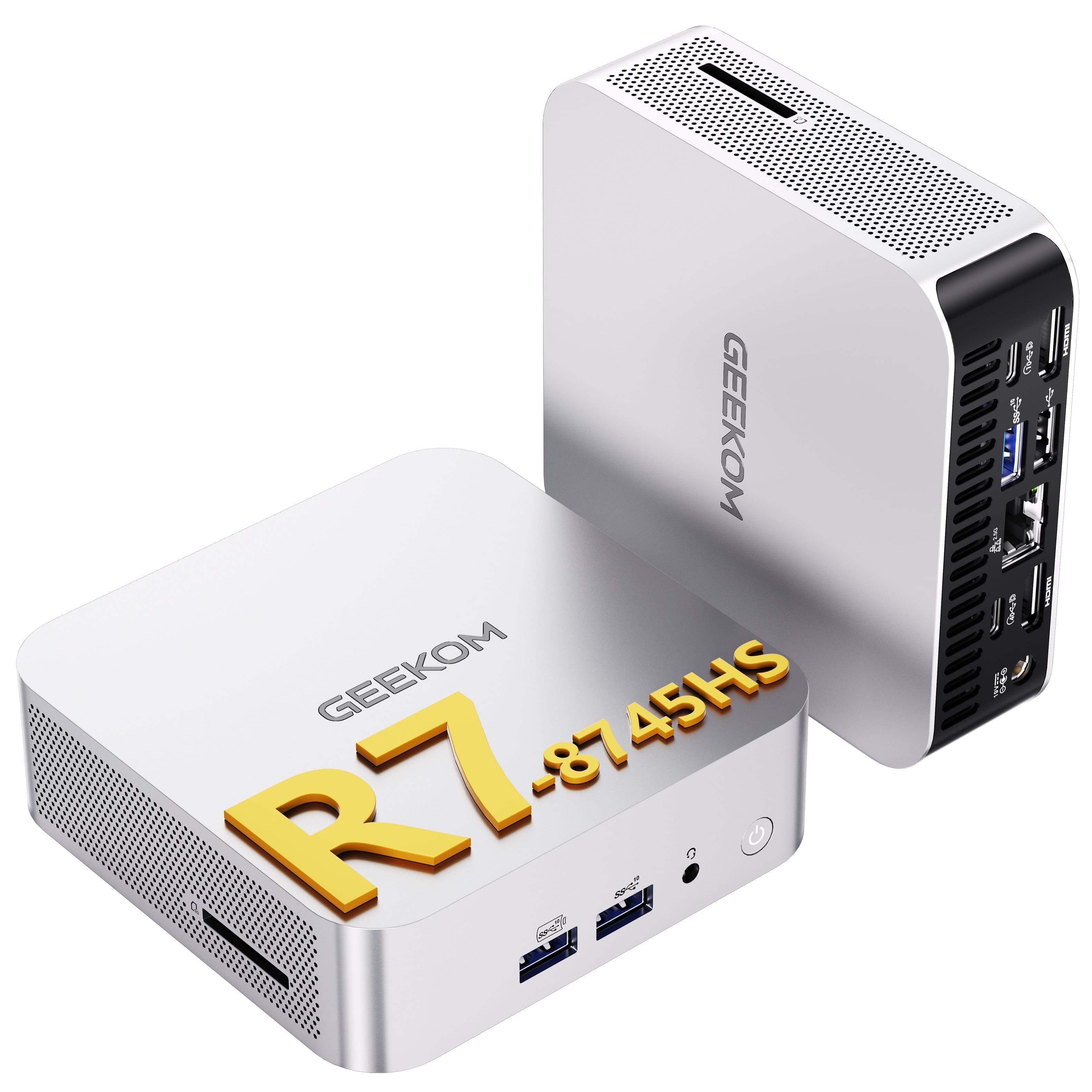 GEEKOM A8 Mini PC showing compact design and connectivity ports