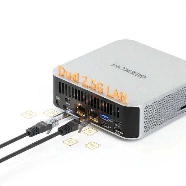 GEEKOM A8 Max AI Mini PC AMD Ryzen 9 8945HS Dual LAN-8