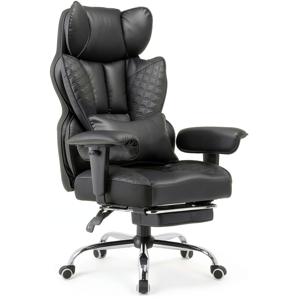 GTPlayer gaming chair in a home office setting with reclined position