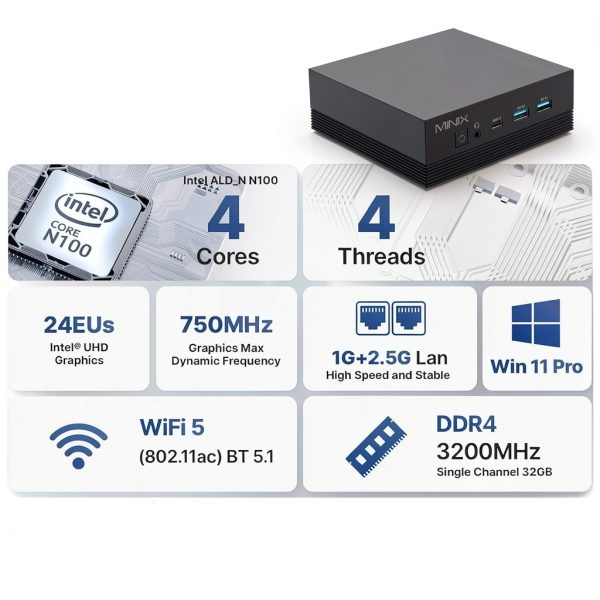 MINIX Z100 Aero Mini PC Intel N100 16GB RAM 512GB SSD-1