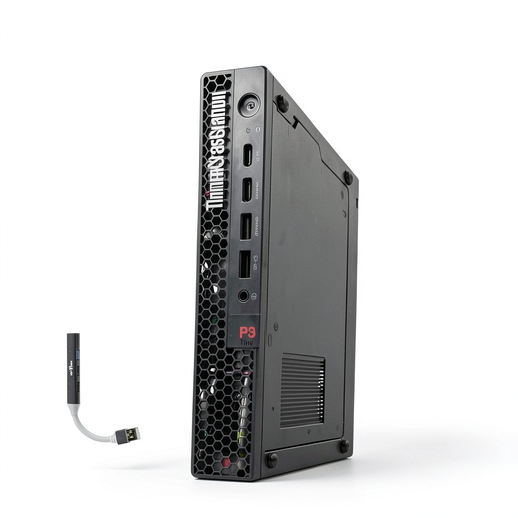 Lenovo ThinkStation P3 Tiny Workstation on a professional desk setup