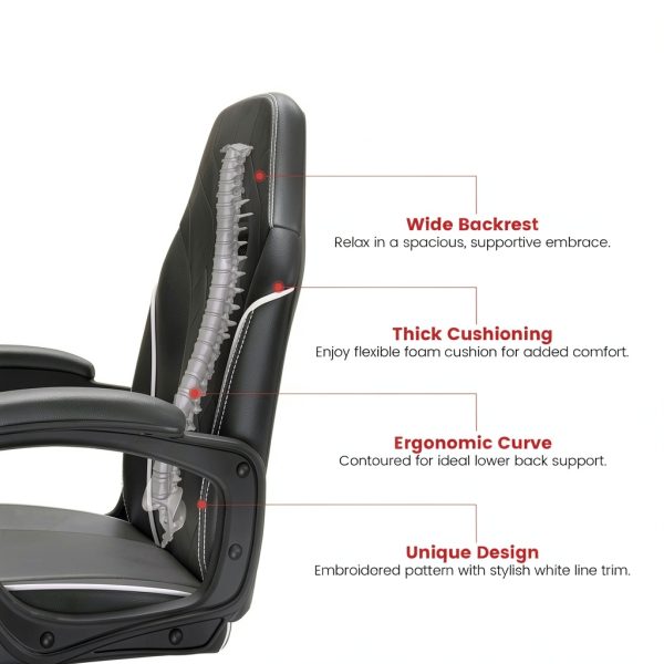 ACGAM Slim Chair Ergonomic Computer Desk Office Chair Black-9