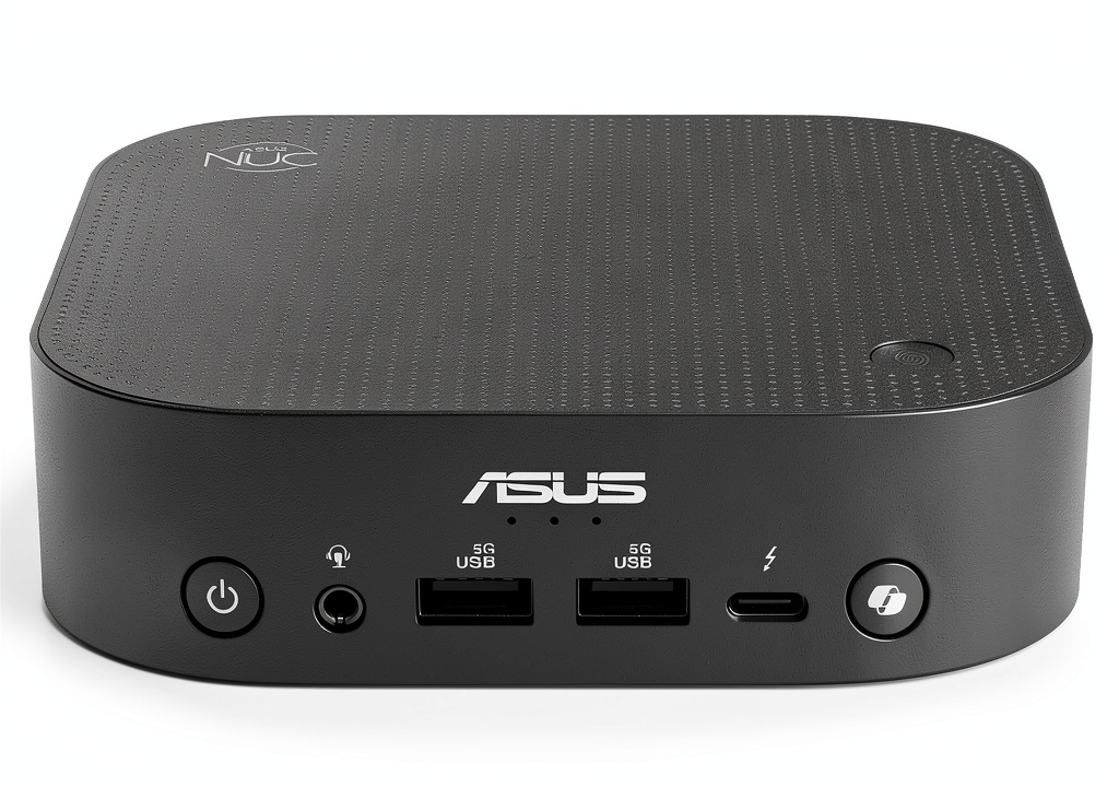Installing ASUS NUC 14 Pro AI Mini Desktop Intel Core Ultra 7 32GB on a wooden desk