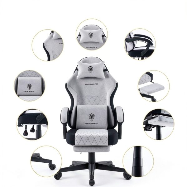 Dowinx Gaming Chair Ergonomic Fabric Pocket Spring Footrest-1