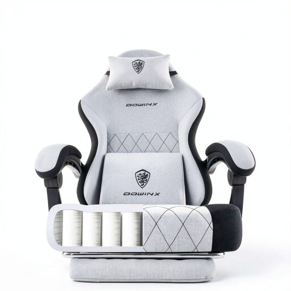 Dowinx Gaming Chair Ergonomic Fabric Pocket Spring Footrest-6