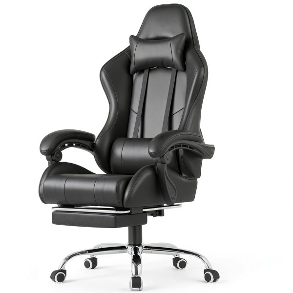 GTPlayer Gaming Chair Faux Leather Adjustable with Footrest-0