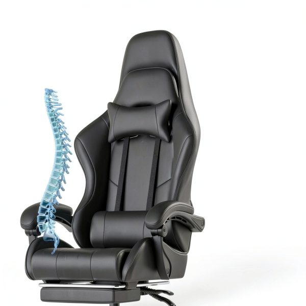 GTPlayer Gaming Chair Faux Leather Adjustable with Footrest-5