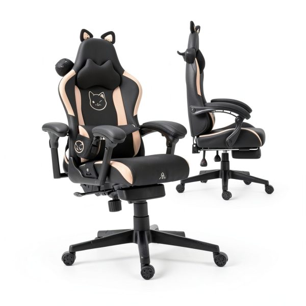 Dowinx Cat Ear Gaming Chair Ergonomic Adjustable for Women-8