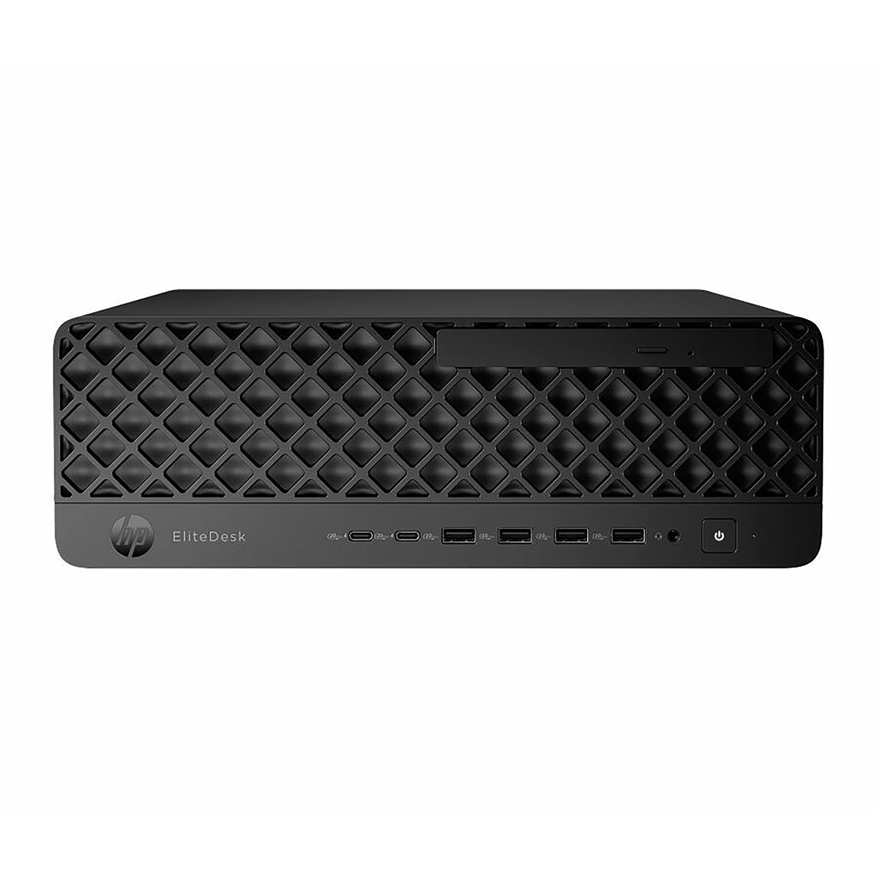 HP EliteDesk SFF Desktop on an office desk with peripherals