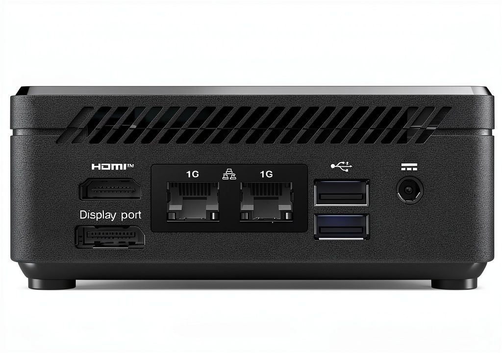 MSI Cubi N ADL Fanless Mini PC on a desk with connected peripherals