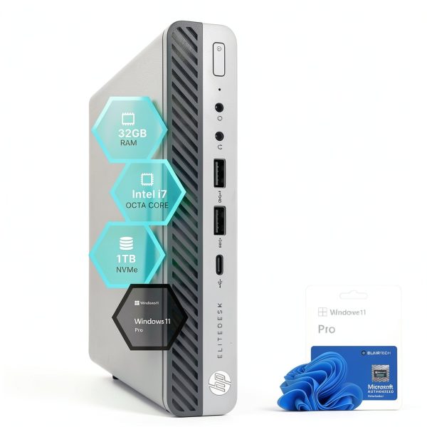HP EliteDesk 800G5 Mini Computer Intel i7 32GB RAM 1TB NVMe-0