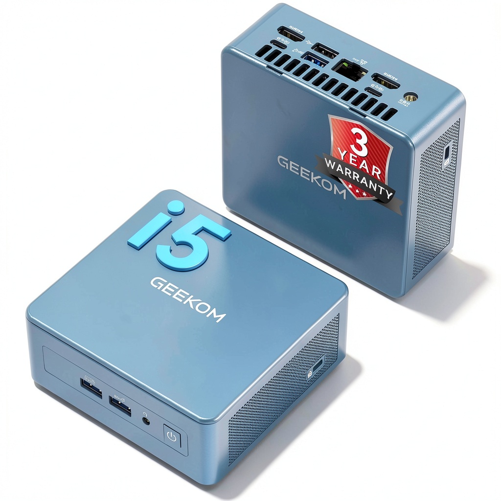 GEEKOM IT12 Mini PC showing compact design and blue finish