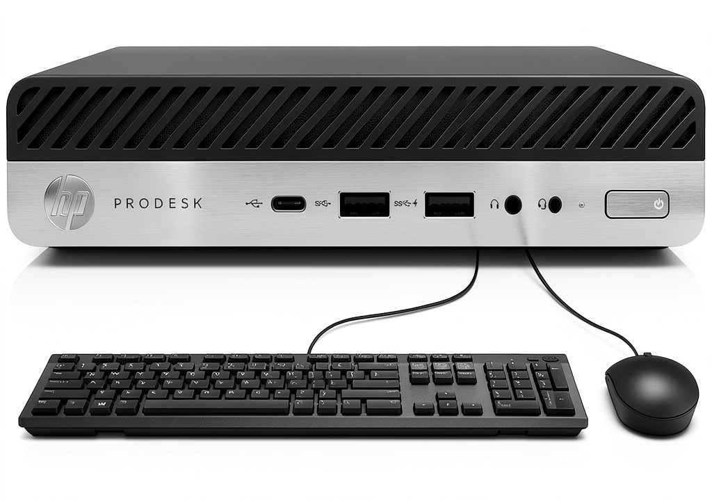 HP EliteDesk 800 G3 Mini Desktop on a modern office desk