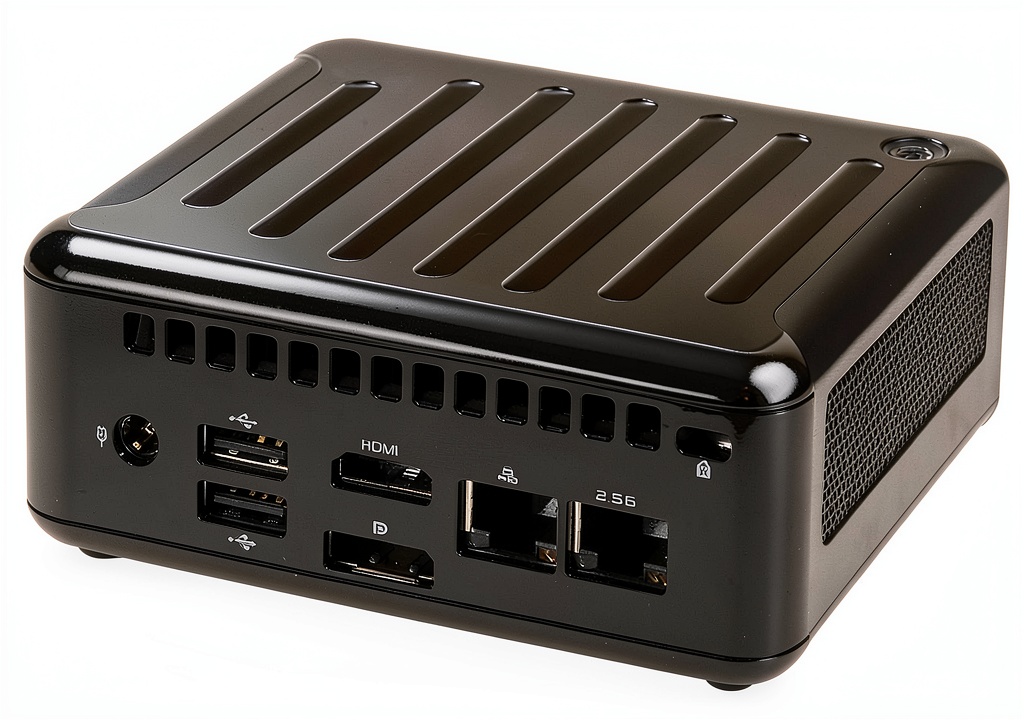 ASRock BOX 5600U embedded PC showing ports and compact design