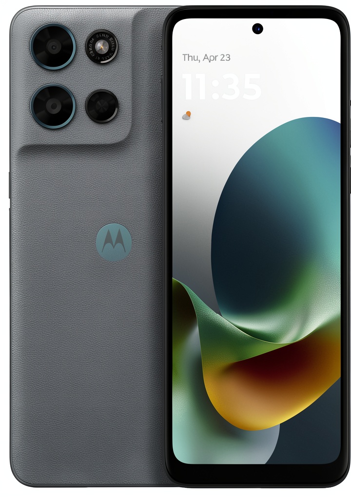Motorola moto g play 2026 showing its sleek vegan leather design and large display