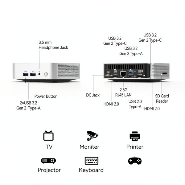 GEEKOM A5 Pro Mini PC AMD Ryzen 5 7530U 16GB RAM 1TB SSD-8