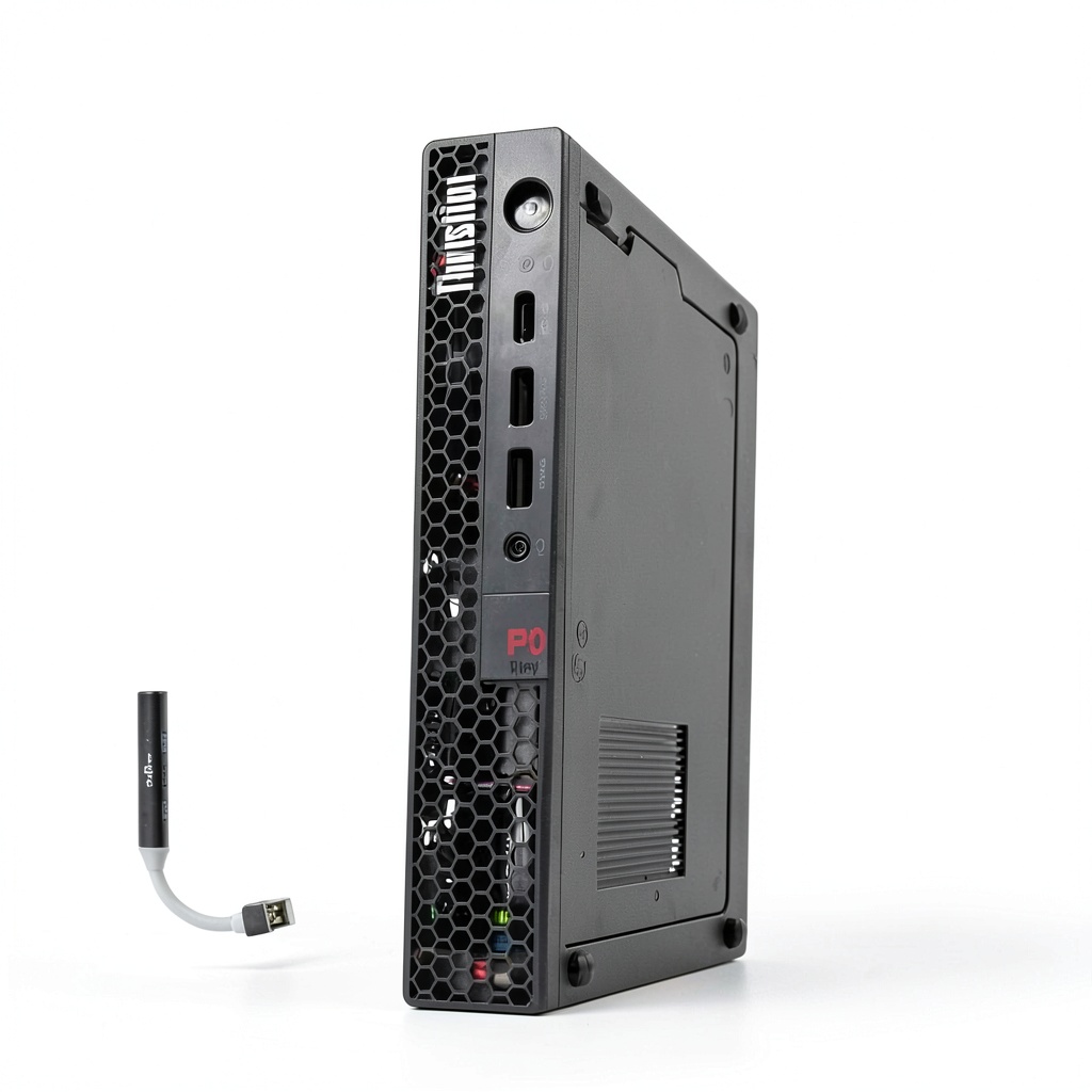 Lenovo ThinkStation P3 Tiny Workstation on a professional desk setup