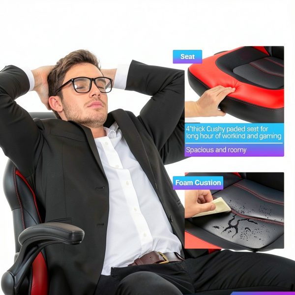 Bestier Ergonomic Gaming Chair Faux Leather Adjustable-5
