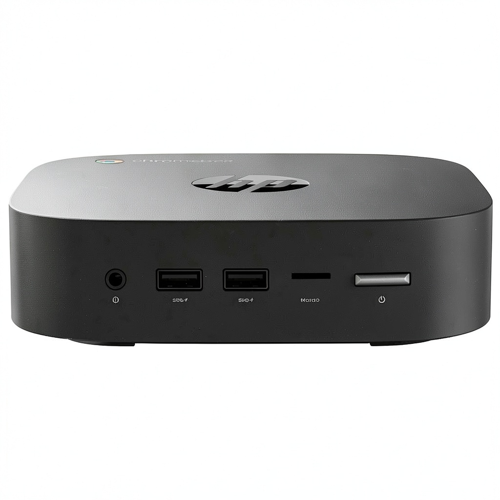HP G4 Mini Chromebox on a desk with peripherals
