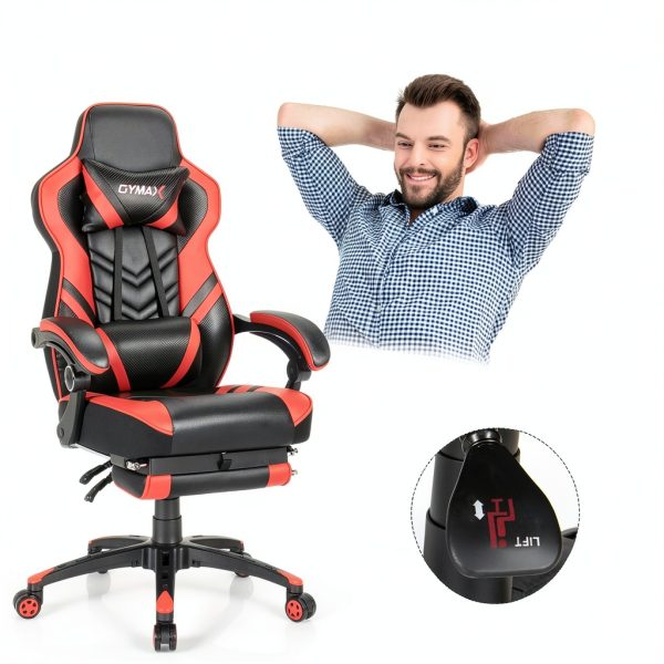 Gymax Gaming Chair Ergonomic High Back Adjustable Footrest-7