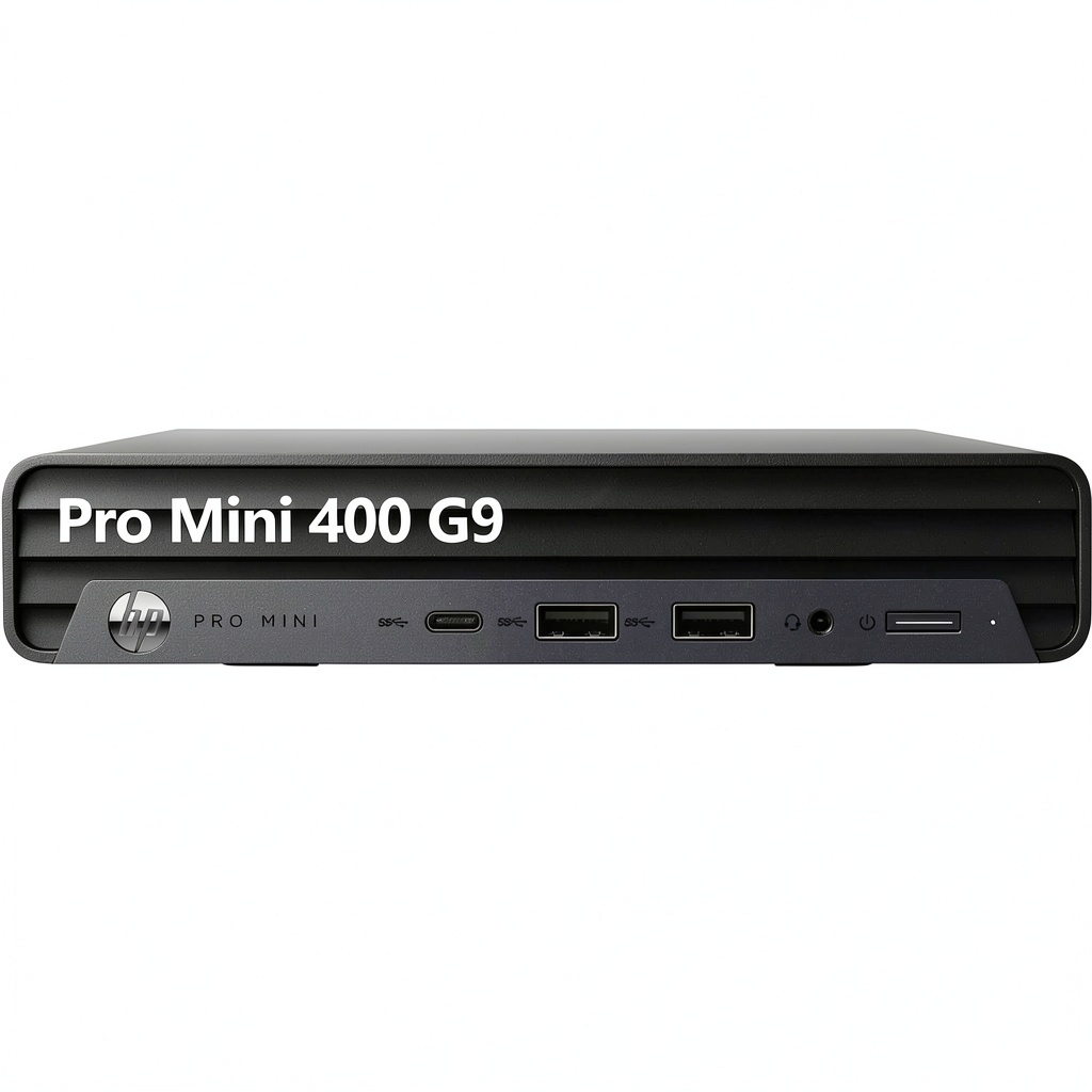 Installing HP Pro Mini 400 G9 Business Desktop i5 16GB RAM 256GB SSD on a wooden desk